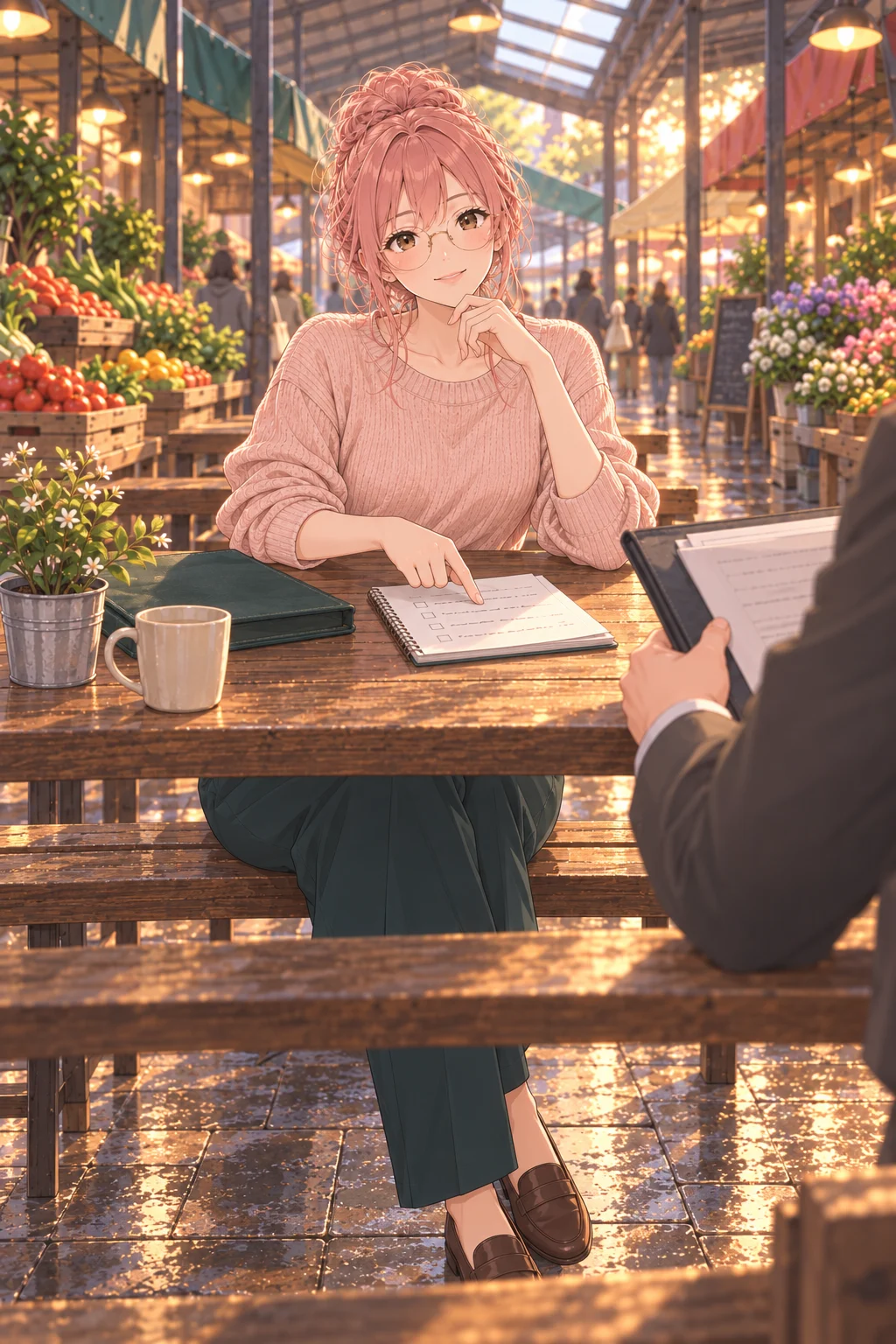 Sharing stories at a flower-market café in Memory Garden